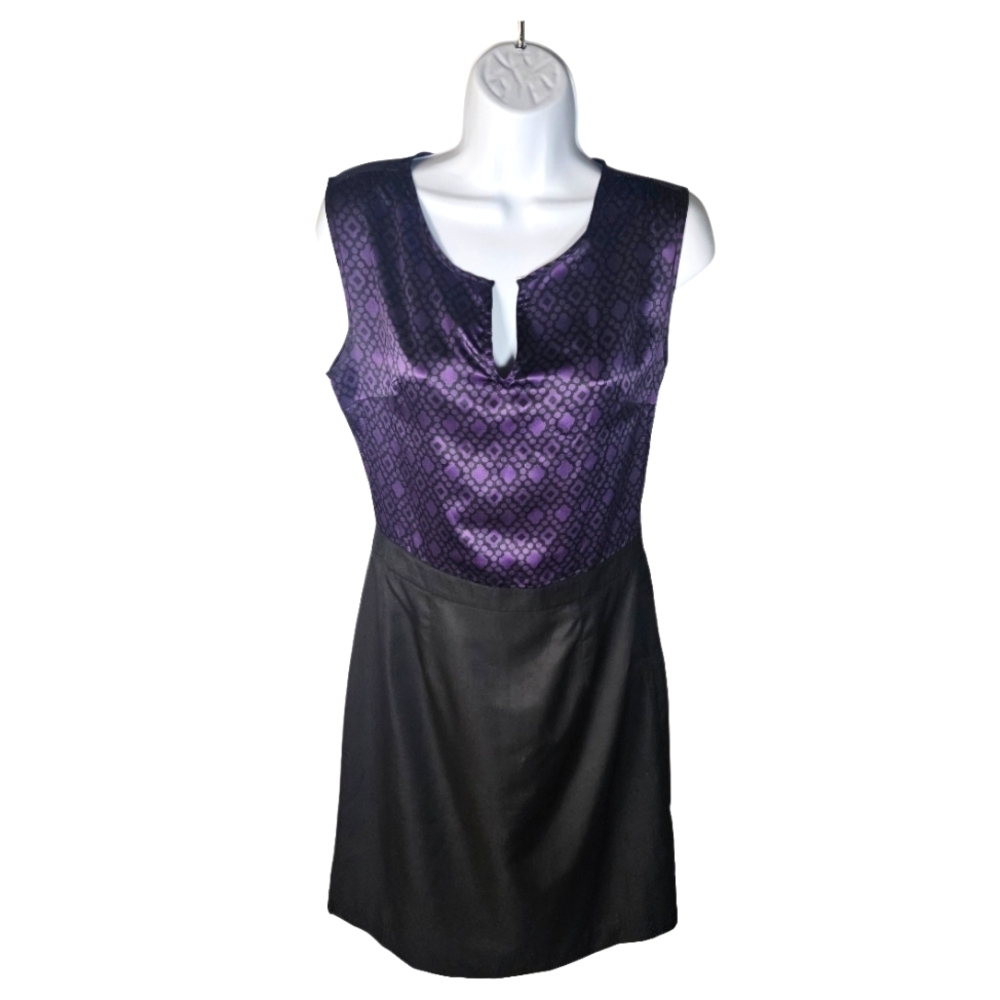 0005 Banana Republic Sleeveless Dress  Purple Black Party Office Workwear Size 4